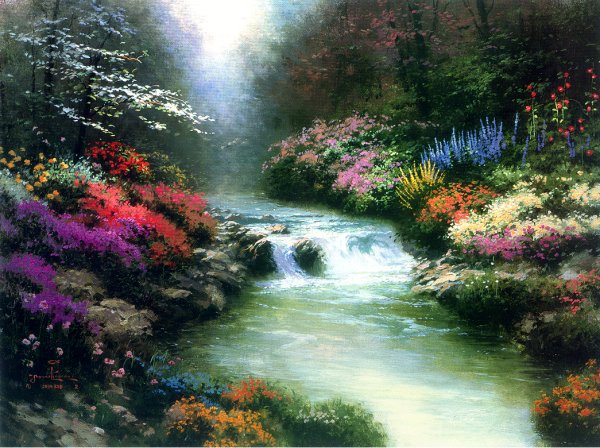 (image for) Handmade oil painting Copy paintings of famous artists Thomas Kinkade's painting, NO.74